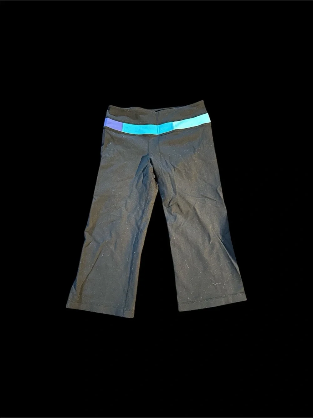 lululemon athletica Black Capri Leggings with Teal and Purple Waistband